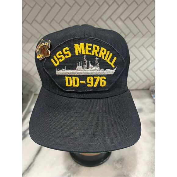 New Era Other - USS Merrill DD-976 Destroyer Hat Navy Ship Cap Vintage Snapback Made in USA Pin